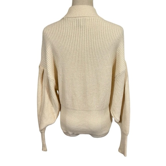 JUST FEMALE Sophie High Neck Chunky Knit Voluminous Sleeve Sweater Antique White - Picture 9 of 14
